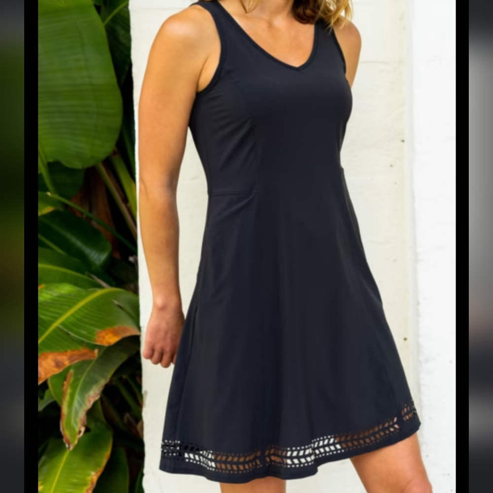 Toad and co sunkissed cutout petal black dress.